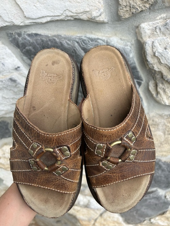 Y2K Doc Martens Sandals Sz 8 Chunky Platform Fisherman Boho Indie Alt Brass Ring - Picture 4 of 7